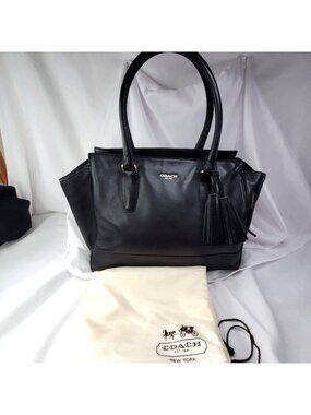 Coach Legacy Candice Carryall Black Leather Tote Bag Tassel & Dust Bag Y2K 19890